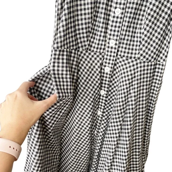 Chetta B Gingham Pin Up Classic MIDI Dress Black White Size 2 - Picture 7 of 10